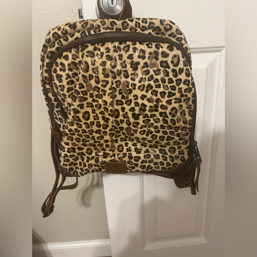 STS Ranchwear Brown and Tan Leopard Backpack